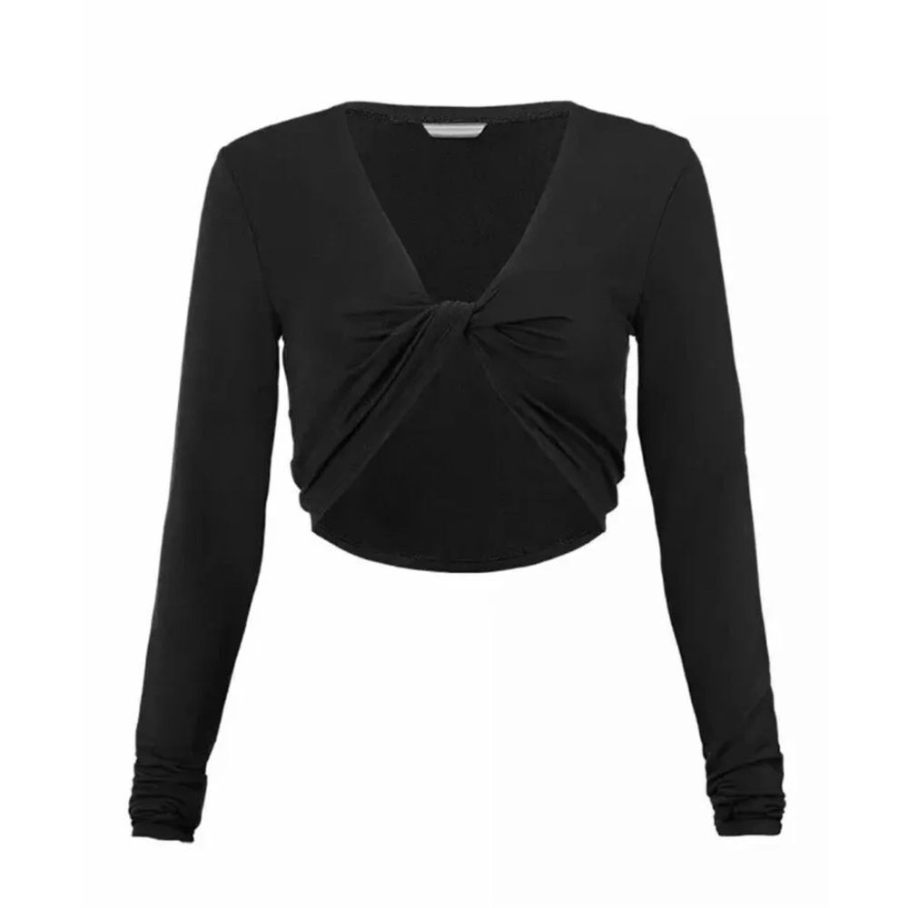 Cabi 3997 ATC Crop Top with Twisted Front Long Sleeve Size Large